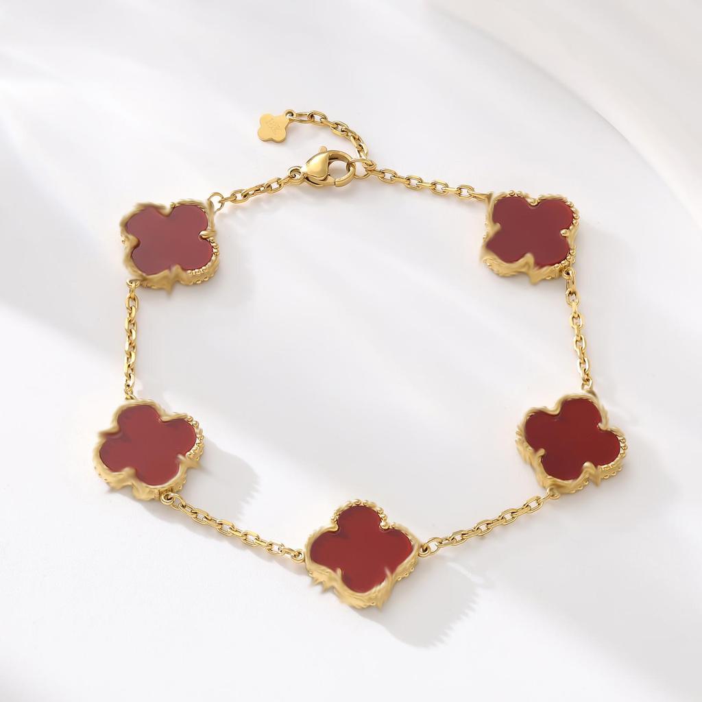 Lucky Four-leaf Clover Bracelet 18K Double-sided Mother-of-pearl Fashion Light Luxury High-end Ladies Bracelet