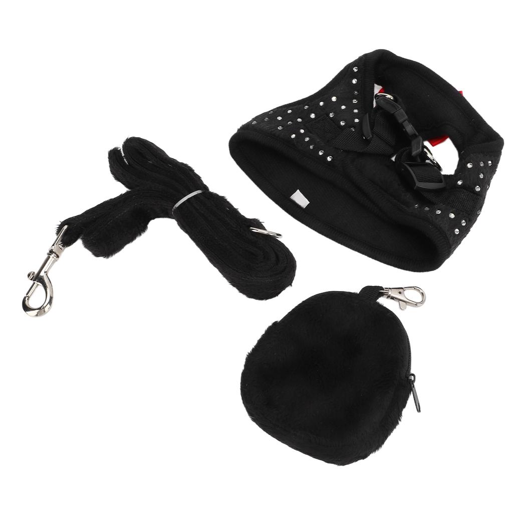 Dog Harness and Leash Escape Proof Adjustable Breathable Comfortable Cat Walking Jackets for Small Dogs Black M