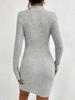 2025 Euro-American Autumn/Winter Women's Knitted Lapel Zipper Waist-Cinching Long-Sleeve Hip-Wrap Dress