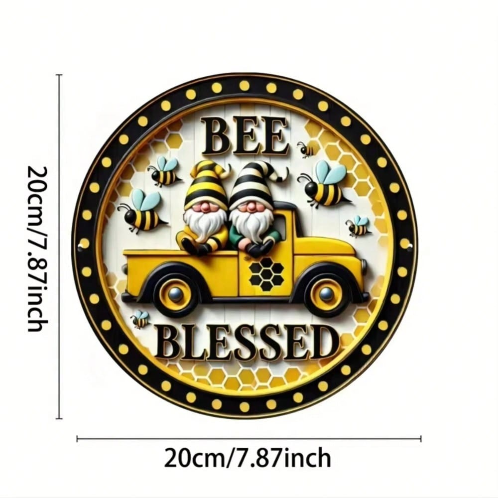 Bee Metal Wall Art Rustic Home Decor Blessed Sign Wreath Gnome Spring