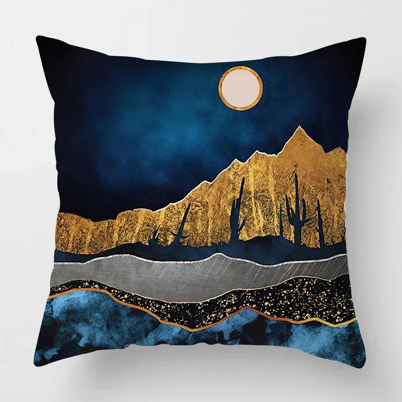 Nordic Mountain Moon Metal Painting Pillowcase Living Room Sofa Decoration Cushion Cover Home Decoration Cushion Cover