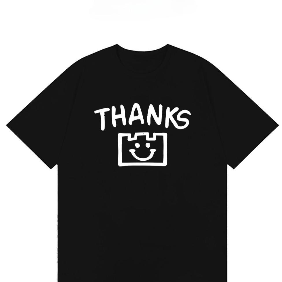 Haha Trendy Brand Fun Thanks Printed Couple Short-sleeved Men's T-shirt, American Street Summer T-shirt