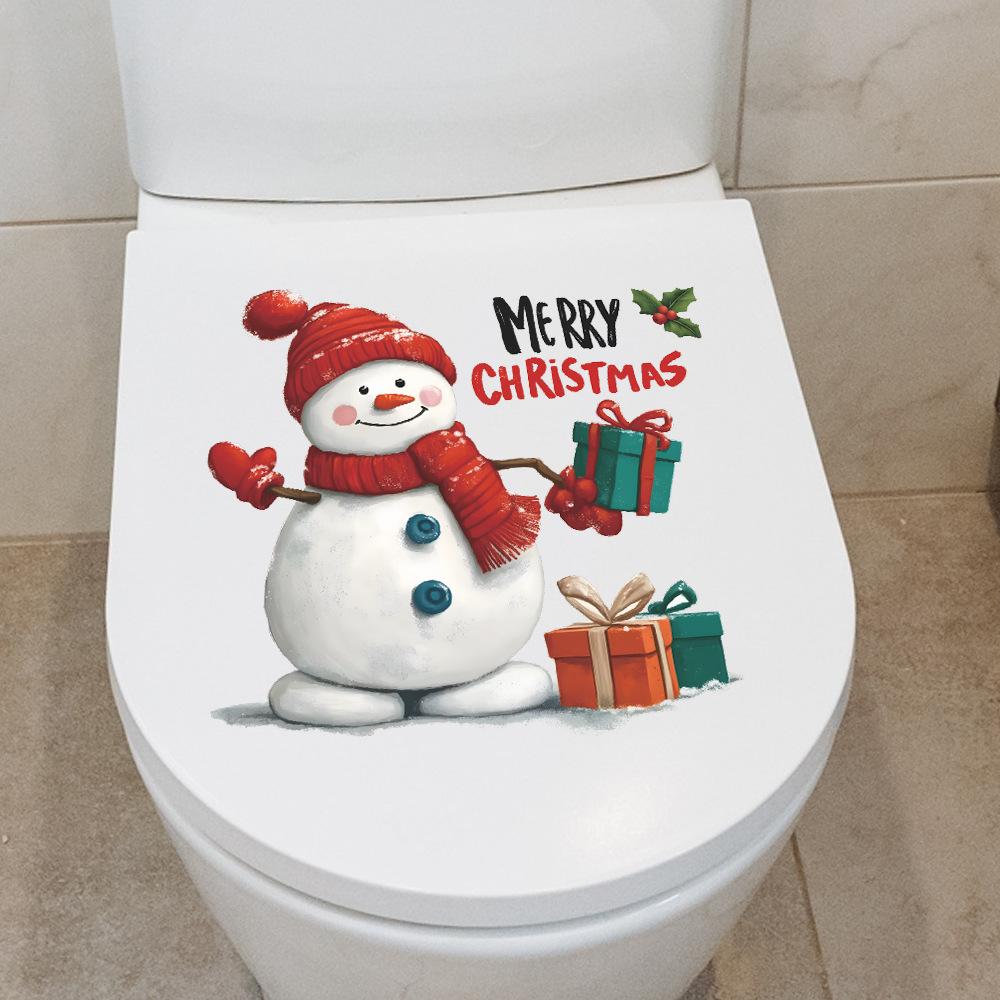 Weihnachten Cartoon Schneemann Geschenke Badezimmer Toilette WC Dekorative Aufkleber