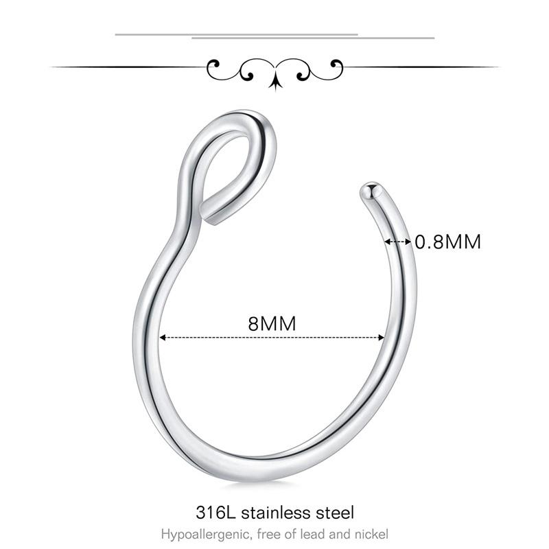 Clip On Fake Nose Ring 316L Stainless Steel Nose Stud Hoop Non Piercing Body Jewelry Nose Clip Non Piercing Nose Ring for Women