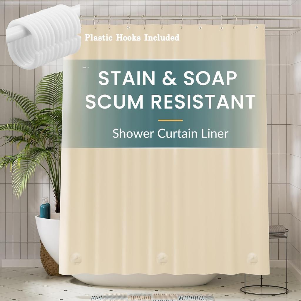 1Pc Waterproof Shower Curtain Liner With Magnets & Metal Grommets Mildew Resistance Bath Curtain For Bathroom Window Curtain