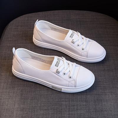 Top Layer Cowhide Lazy Leather Small White Shoes Women's  Autumn and Summer New Flat Bottom Slip-on All-match Shallow Mouth Women's Single Shoes