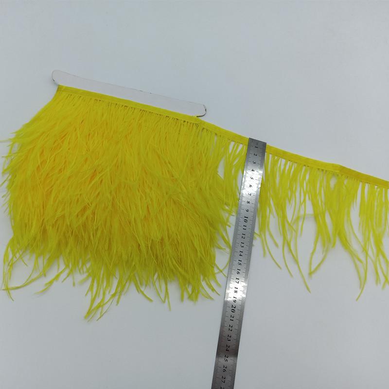 Feather1meter Dyed Colorful Ostrich Feathers Trim Ribbon for Dress Clothing Decoration Sewing Needlework Handicraft Accessories10-15cm