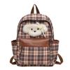 Vintage College Style Plaid Puppy Schoolbag 2025 Versatile Girls High-value College Students Class Backpack Backpack