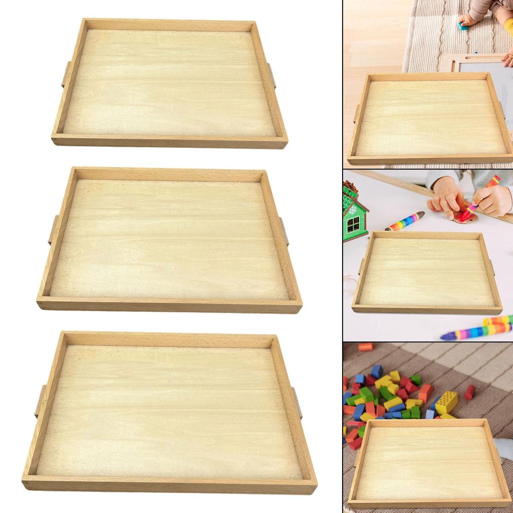Elegant Wooden Serving Tray with Handles for Dining