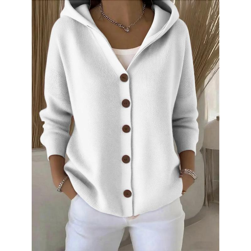 Autumn and Winter Hooded Knitted Cardigan Women's Solid Color Casual Fashion Sweater Jacket Women