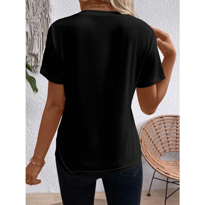 Summer New Solid Color Round Neck Short-sleeved Loose T-shirt Shirt Vest for Women