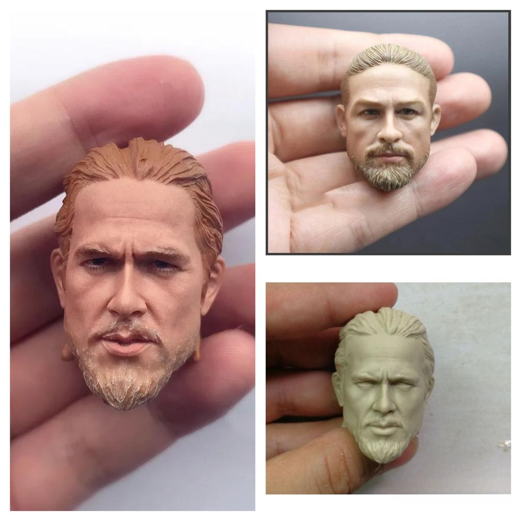 1/6 Scale Charlie Hunnam Head Sculpt PVC Male Head Carving Model Fit 12'inch Soldier Action Figure Body