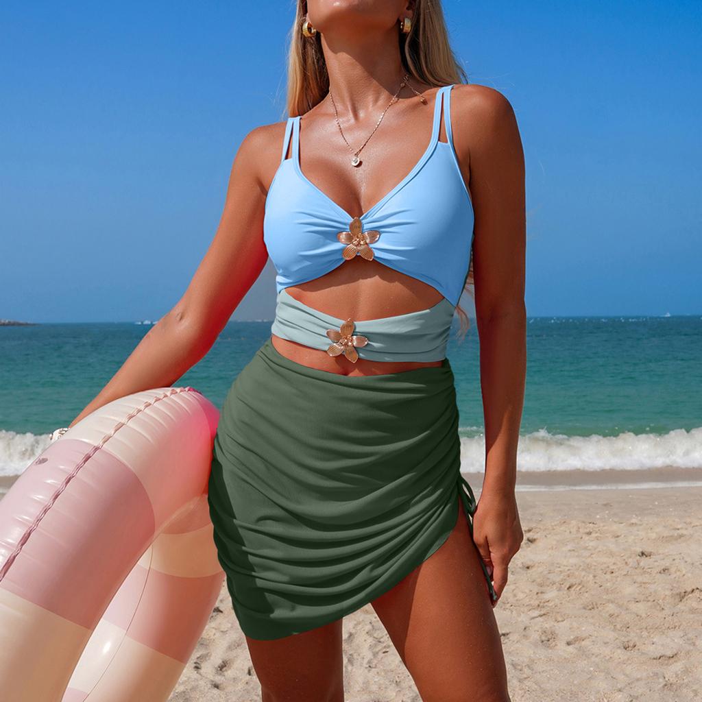 Damen Einteiliger Bikini Badeanzug, Sportliche Bademode