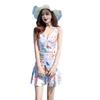 Women's Conservative Floral V-Neck Slimming Swim Dress