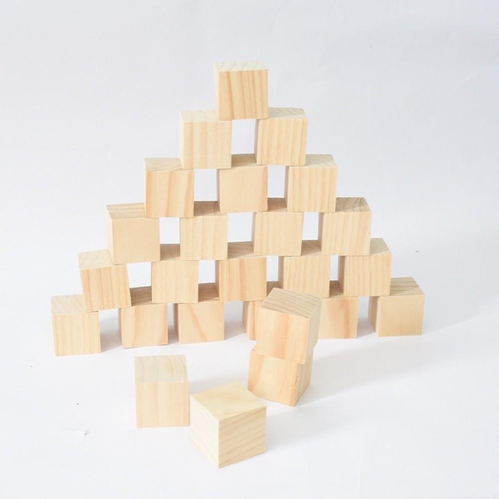 10pcs Natural Wooden Cube Unfinished Blank Handmade Material Kids Toy Wooden Square Block