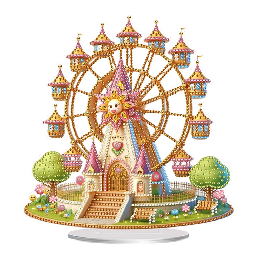 

Acrylic 2D Flat Castle Ferris Wheel DIY Desktop Diamond Art Kits Diamond Painting Desktop Ornaments Kit Bedroom Table Decoration