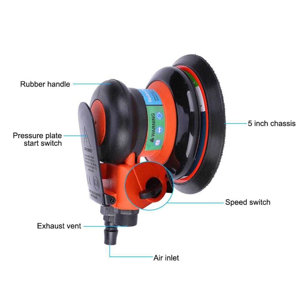 5in Pneumatic Sander Alloy Hand Sanding Polishing Machine Air Tool for Car Stone