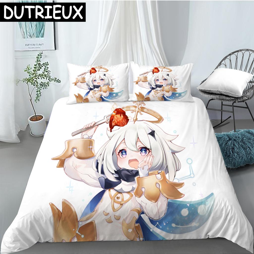 Hot Sale Game Anime Genshin Impact Printed Bedding Set Duvet Covers Pillowcases Comforter Bedding Set Bedclothes Duvet Cover 03