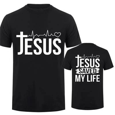 Jezus Ratuj Moje Życie Nadruk Męski T-Shirt Krótki Rękaw Okrągły Dekolt Koszulka Chrześcijańska Religia Wiara T-Shirt Topy Ubrania Camisetas