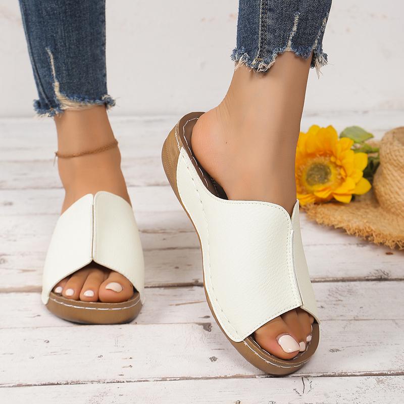 Damen Sandalen Sommer neue Schuhe Damen Weiche Absätze Sandalen Niedrige Plateau Hausschuhe Sommer Sandalias Mujer Größe 36-43