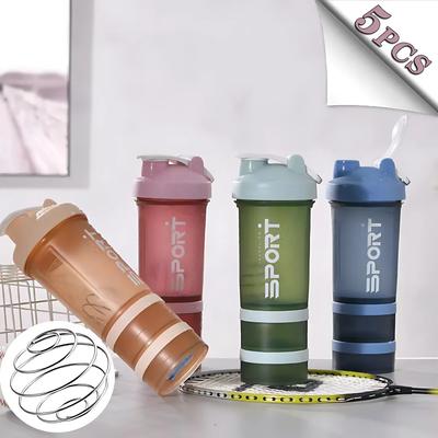 Butelka na wodę z tworzywa sztucznego 450 ml Trójwarstwowy shaker do odżywek białkowych Duża pojemność Kubek do mieszania Przenośny shaker do ćwiczeń Kubek ze sprężyną