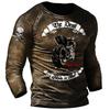 Men's Autumn and Winter Motorcycle T-shirt, 3D Printed Retro Long Sleeved Motorcycle Rider T-shirt, Oversized T-shirt, Men's