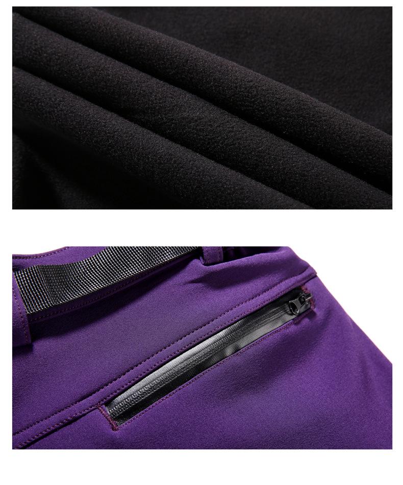 New Winter Softshell Fleece-Lined Waterproof Couples' Hiking Pants, Windproof, Plus Size for Men and Women