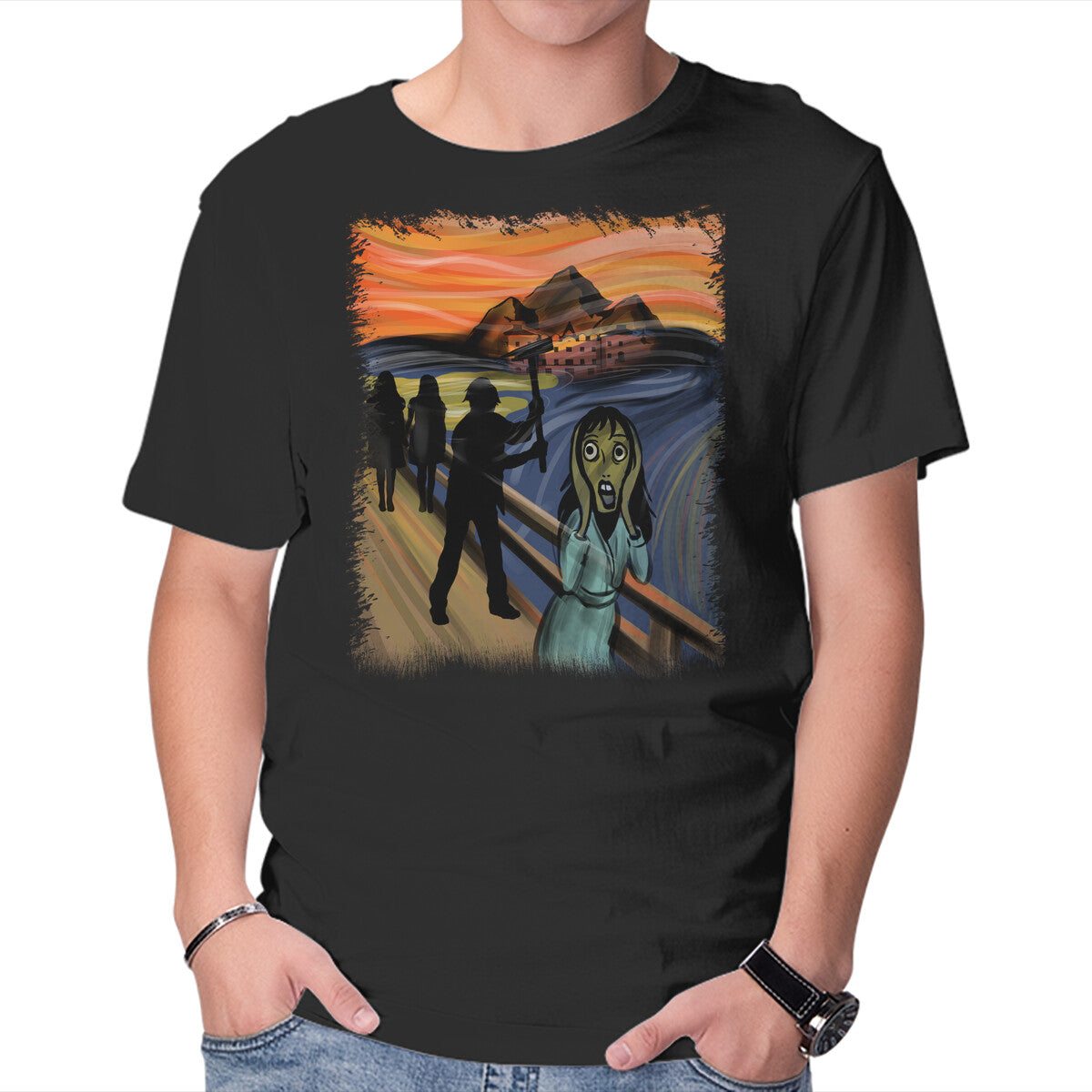 Unisex Crew Neck T-Shirt Shining Scream Graphic Short Sleeve Casual Tee XL