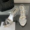 Gold Silver Patent Leather Women Sandals Fashion Round Open Toe Gladiator High Heels Party Dress Shoes Sandalias De Mujer