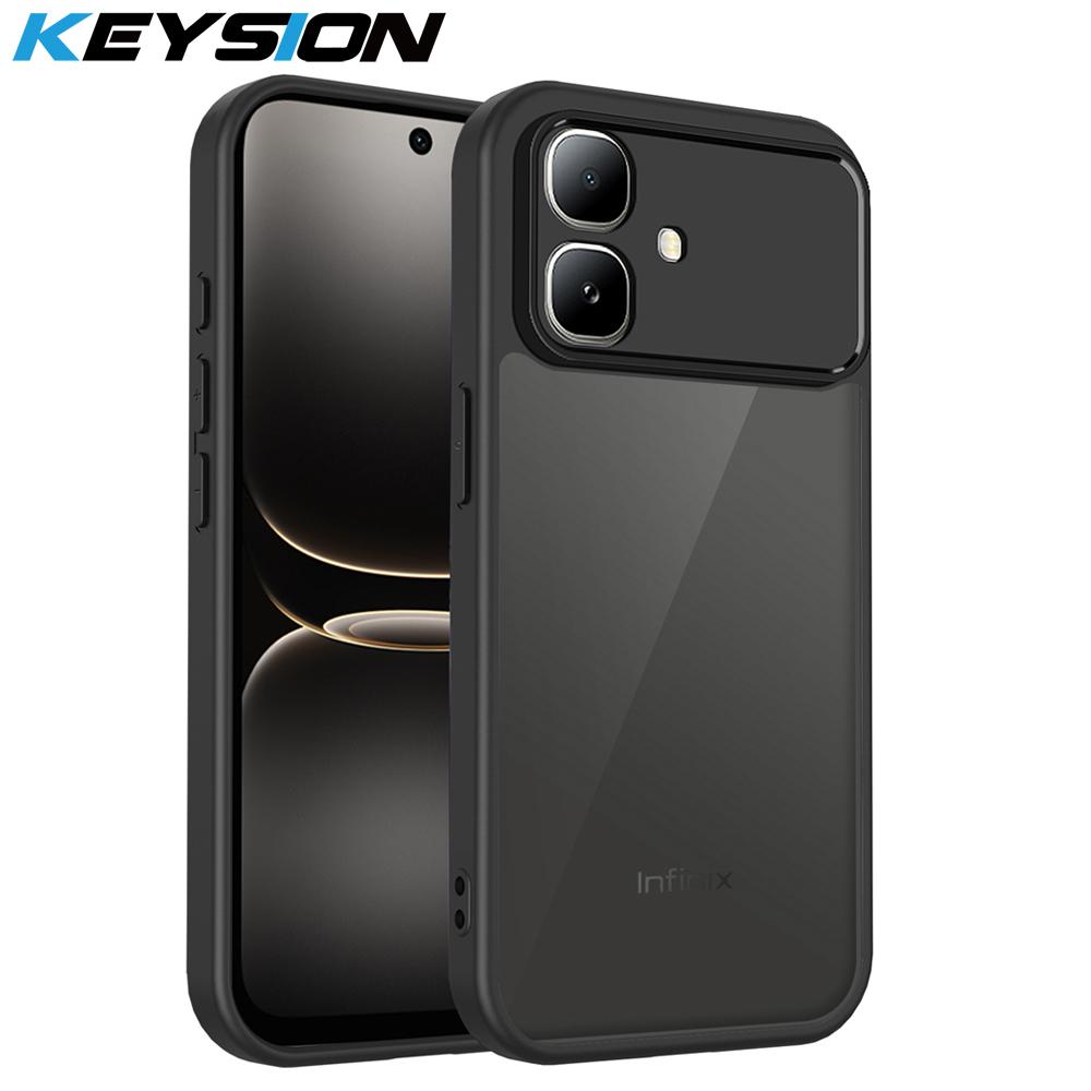

KEYSION Matte Translucent Black Phone Case for Infinix Smart 20 Soft Silicone+PC Clear Anti-slip Shockproof Cover for Smart 20 for Smart 20 чёрный