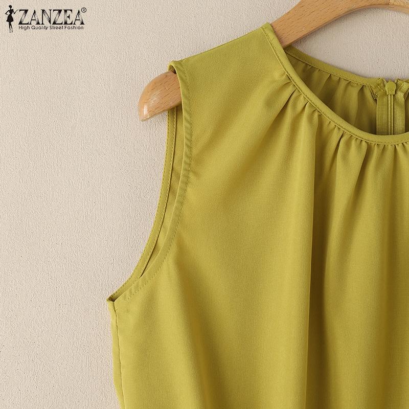 ZANZEA Women Casual Round Neck Sleeveless Summer Short Jumpsuits