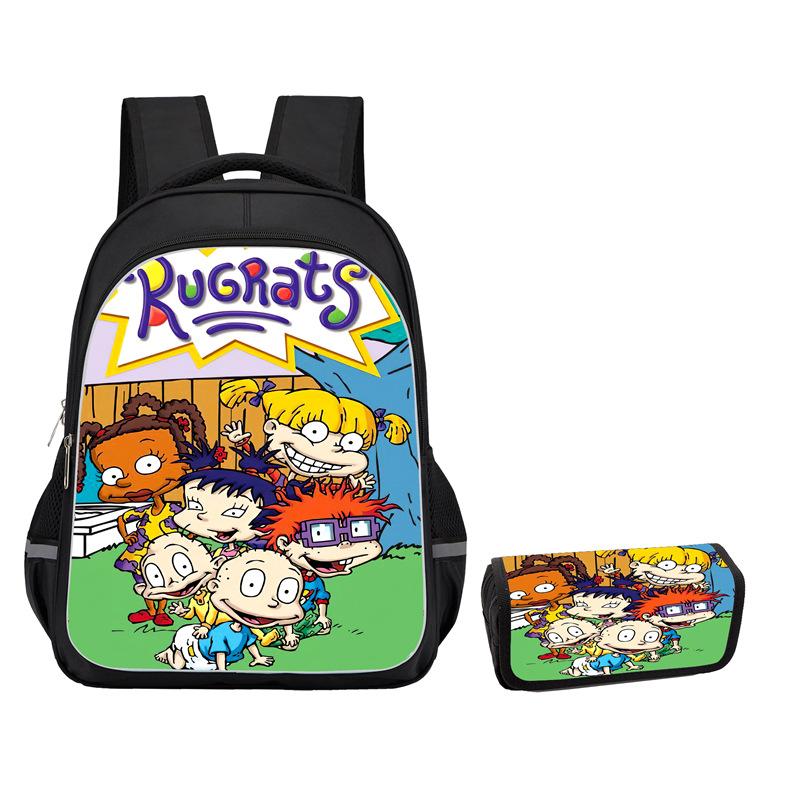 Rugrats High Definition Printing Oxford Leisure Spine Care Burden Reduction Storage Box Pencil Case Large Capacity Schoolbag
