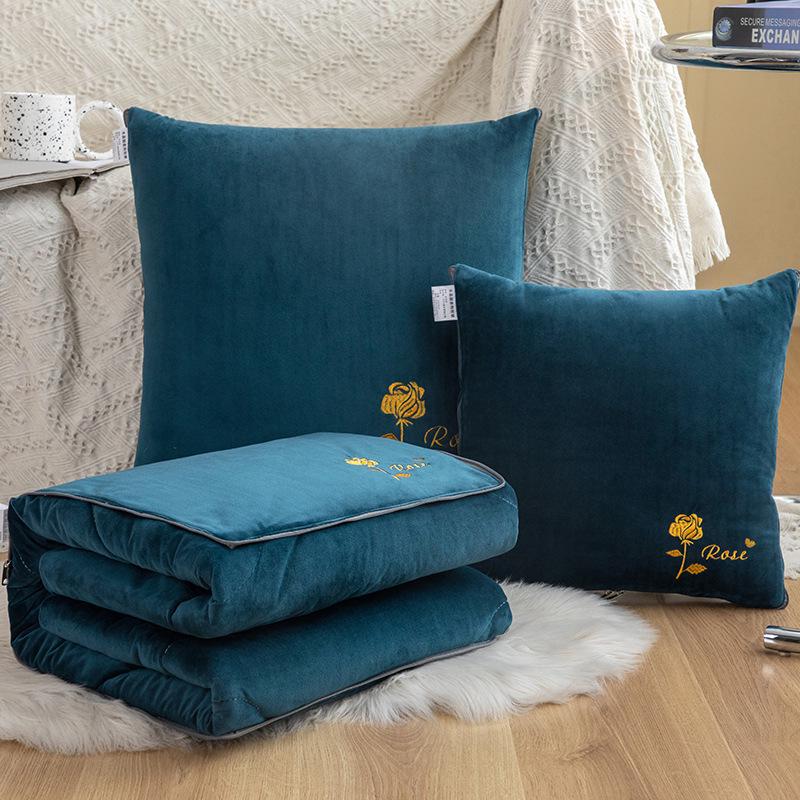 Modern Minimalist Double-Sided Embroidered Fleece Baby Throw Pillow Blanket 