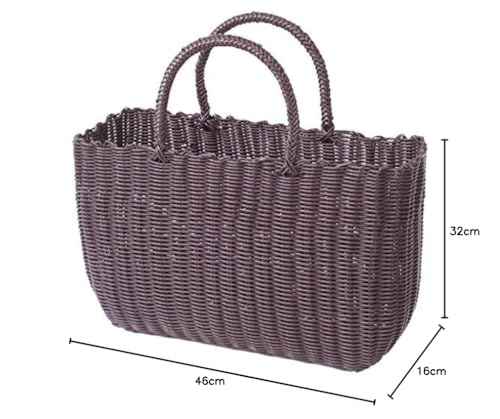 Murataya Vinyl P.P. Jumbo Basket Bag, Brown, Approx. 44 X 16 X 32cm (Approx. 48cm To Handle), 9683