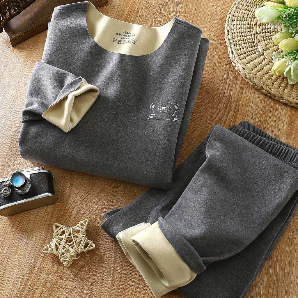 Children's Set Autumn/Winter New Boys' Autumn Clothes and Pants Set, Middle Children's Warm Underwear Set
