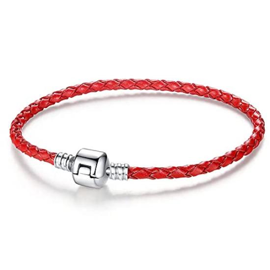 and Leather Red and Lucky Round Protection from Good Fashion Accessory Women's Men's Bracelet, Silver, Beads, Bracelet, Evil, Luck, Amulet, Unisex,