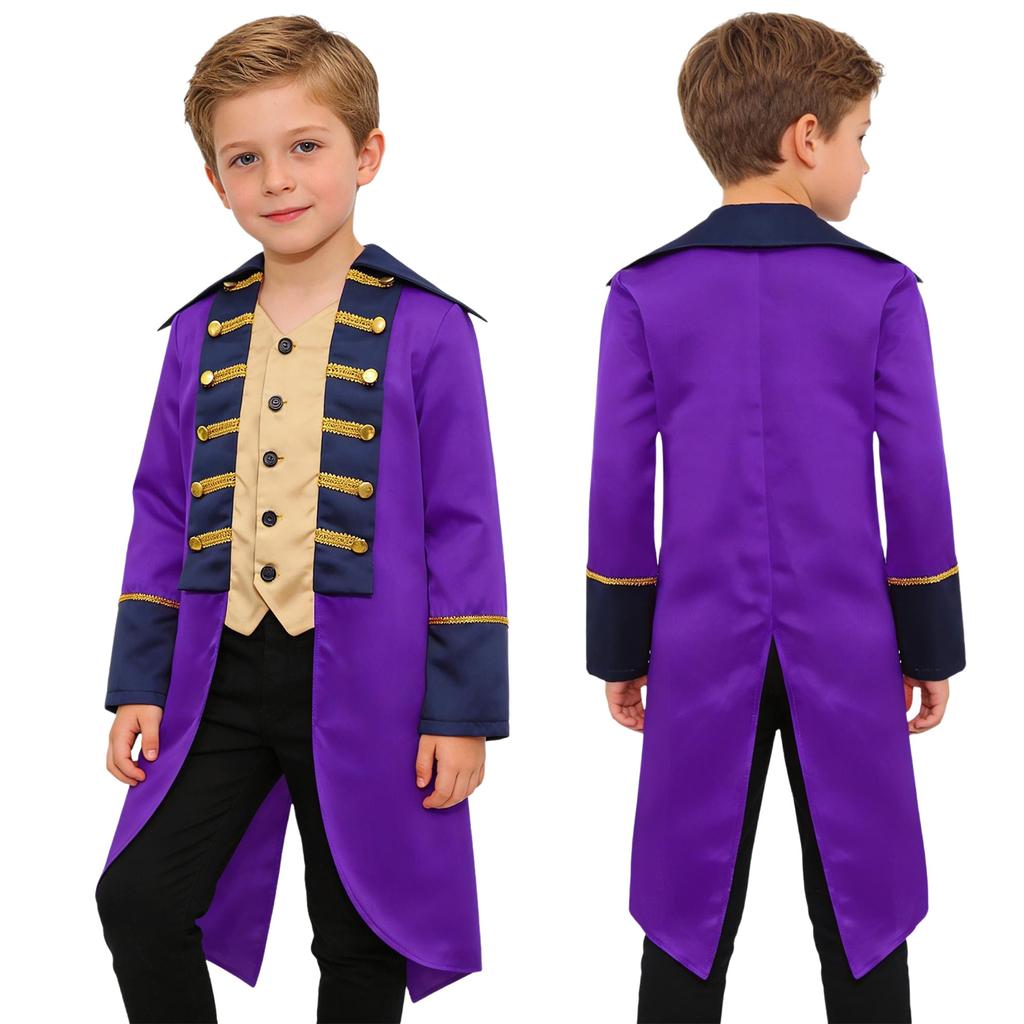 Costume da Bambino Esercito Britannico Coloniale: Cappotto Rosso Frac con Bordi Dorati & Spalline per Rievocazione della Guerra Rivoluzionaria