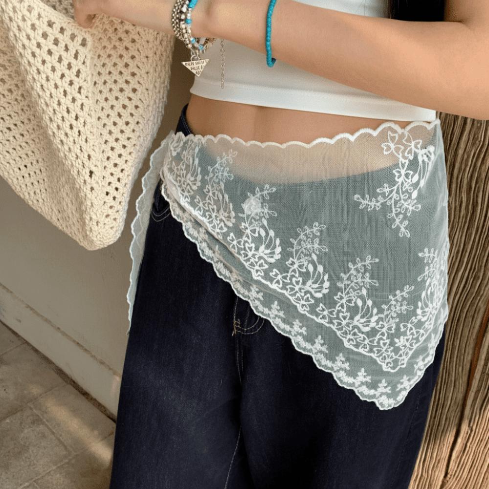 

Белый Кружевной Треугольный Пояс Элегантный Многослойный Дизайн Корейский Кружевной Фартук Стройнящий Крой Треугольная Форма Пояс с Перехлестом Шарф Для Фотосессии