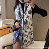 Premium Double-Sided Jacquard Houndstooth Scarf Wrap Women Winter Fall Warm Cotton Blend Shawl 185x70cm