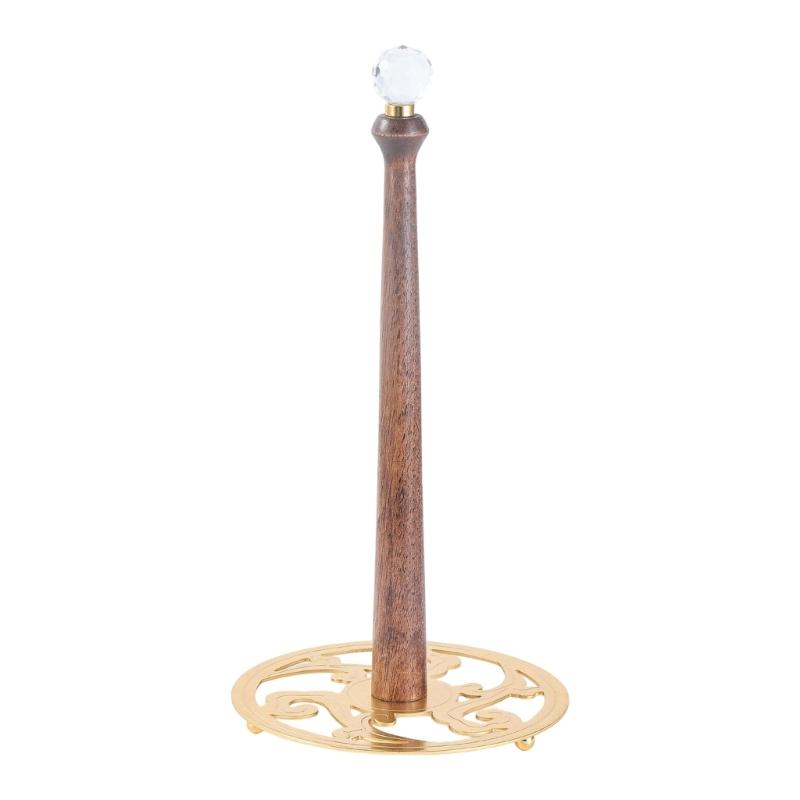 Moderní černý železný a dřevěný volně stojící dávkovač papírových rolí Velkokapacitní stojací regál na toaletní papír