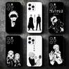 JUJUSU Anime Character Black White Soft Phone Case for iPhone 16 16E 17 Air 15 Pro Max 14 Plus 13 Mini 11 12 7 Black Cover Back