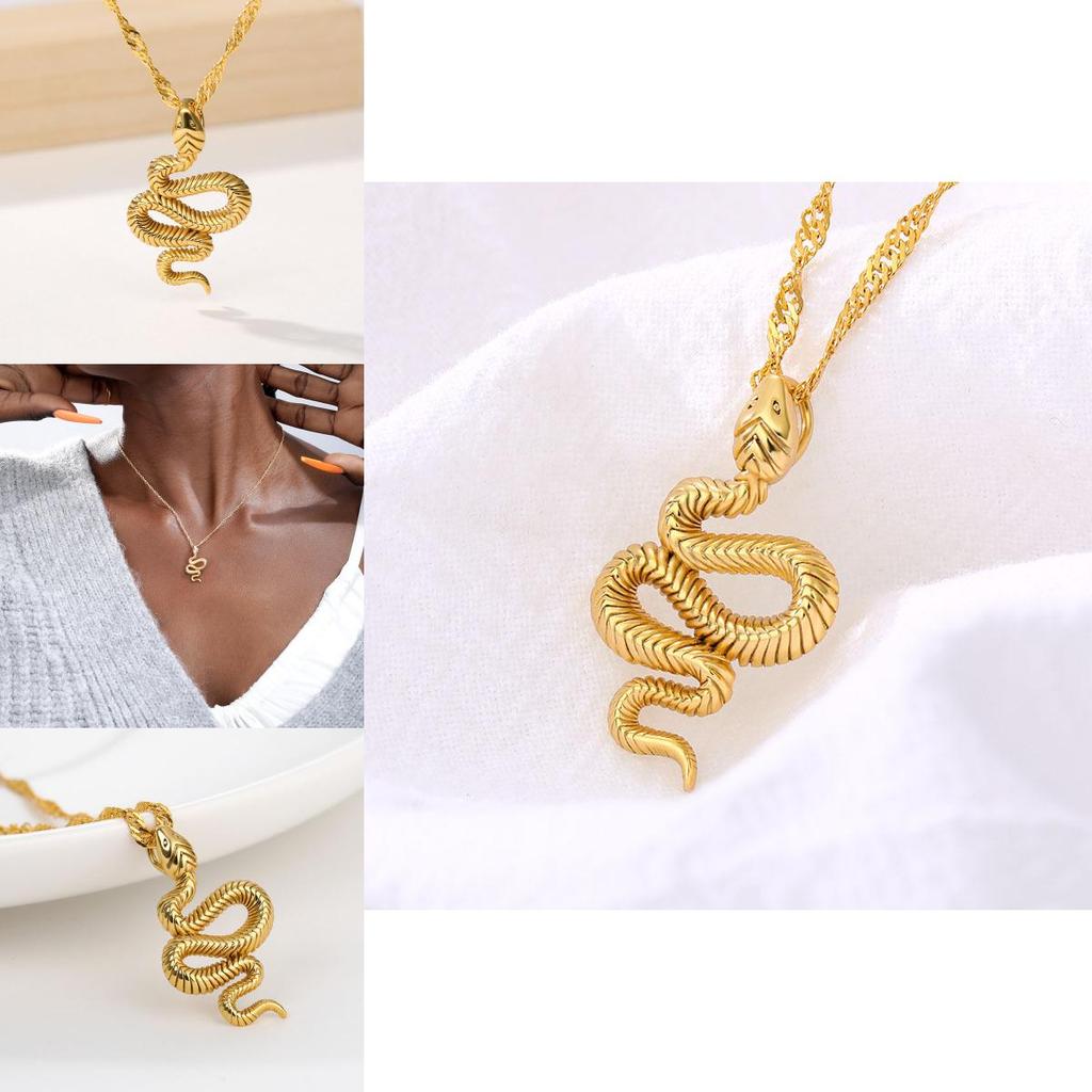 Elegant Gold And Silver Alloy Snake Pendant Necklace For Women Fashion Accessory