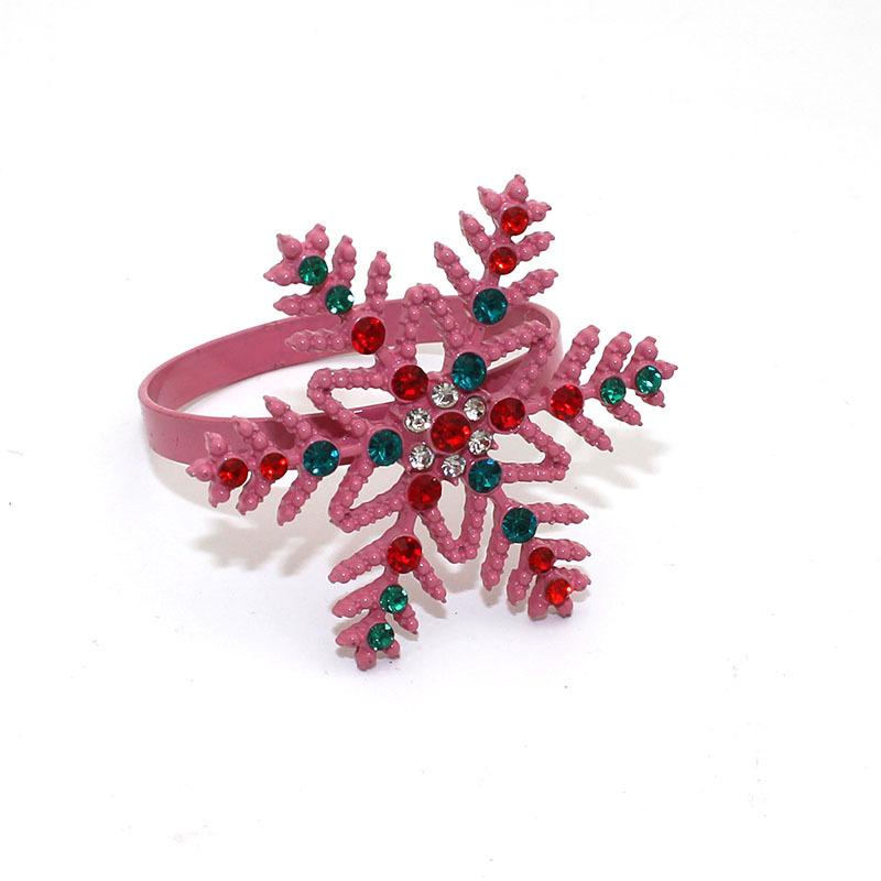 4pcs/lot Christmas Snowflake Napkin Ring Diamond Napkin Buckle Alloy Napkin Ring Cloth Ring