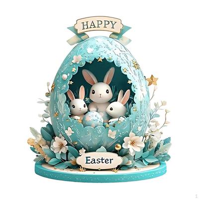 Placa de acrílico para decoração de ovos de Páscoa 2D, enfeite de presente, artesanato com suporte para festa com lareira