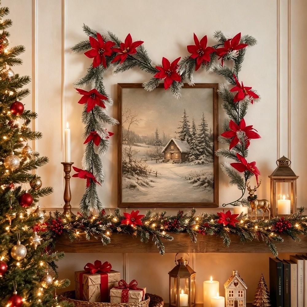 Lightweight Artificial Christmas Garland Dense Pine Needle Flexible Bendable Stem Christmas Decor Garland Reusable