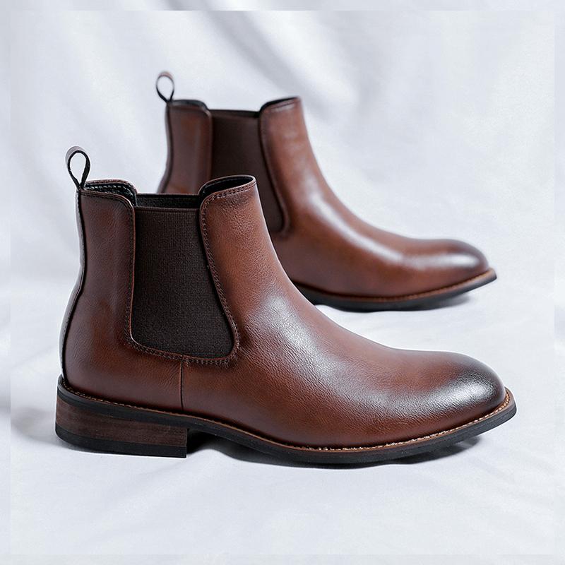 Fashion Business Low Heeled Men's Boots Chelsea Boots Leather Outdoor Formal Men Ankle Boots Luxury Brand Handmade Designer Casual Shoes