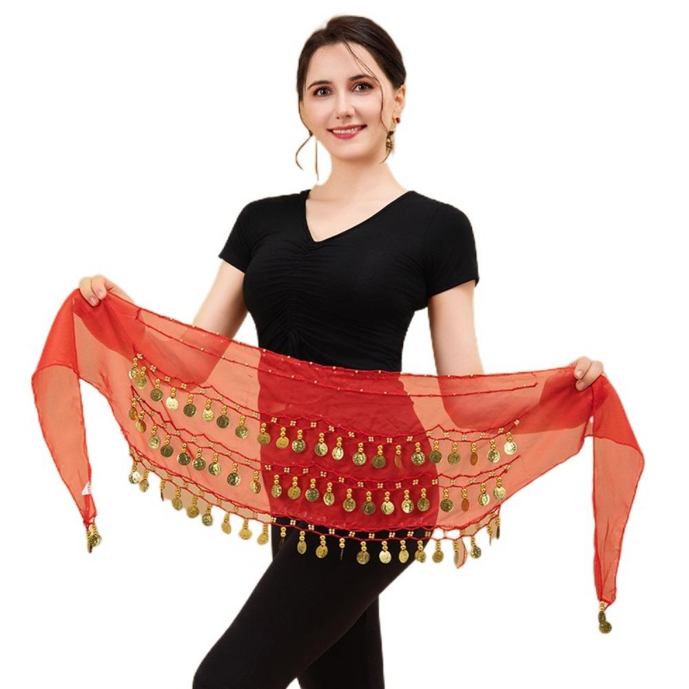 Gold Color Coins Bellydance Waist Chain Three Layers Dancing Waist Belt  Indian Dance