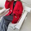 Fall Winter Wool Cardigan Women's Mid-length V-neck Sweater Loose Thick Cashmere Knitted Jacket