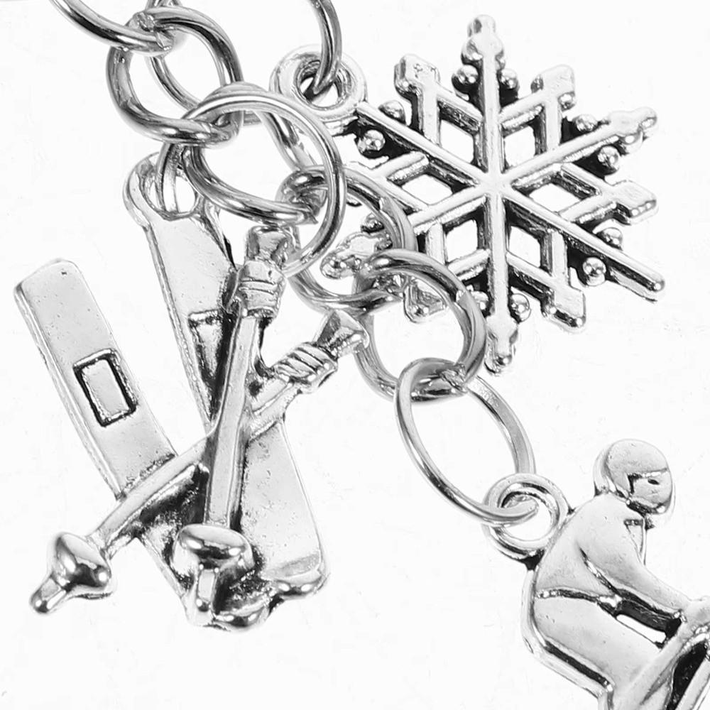 Metal Pendant Snowflake Pendant Key Ring Ice Skates Pendant Skier Decoration Gifts