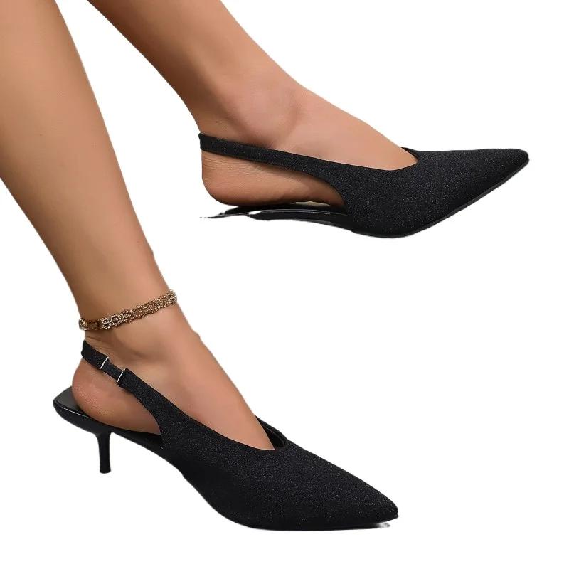 Fashion Ladies Shoes 2025 Slip-on Women's High Heels Fashion Shallow Office and Career Summer Plus Size Best Seller Closed Toe Sandals
